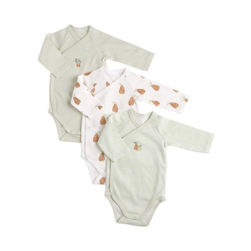 Bodies Bébé Manches Longues En Coton Lot De 3 - Botanica Vert/Blanc