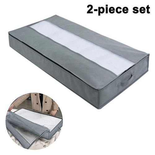 Sac de rangement sous le lit, rangement pour vêtements, respirant et pliable, 2 pièces, gris clair