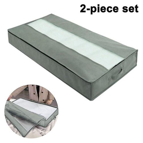Sac de rangement sous le lit, rangement pour vêtements, respirant et pliable, 2 pièces gris foncé