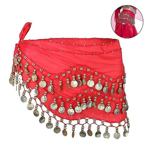 Écharpe De Hanche Pour La Danse Du Ventre, Écharpe De Danse Du Ventre Pour Femmes Avec Jupes À Pièces Pour La Danse Du Ventre, La Zumba Ou Les Cours De Yoga Rouge