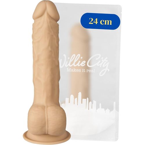 Willie City Gode Réaliste Avec Ventouse 24 Cm-God Ventouse Pour Homme Et Femme-Gode Ceinture Penisse Silicon Réaliste-Gode Anal Avec Testicules-Couples Sex Toy
