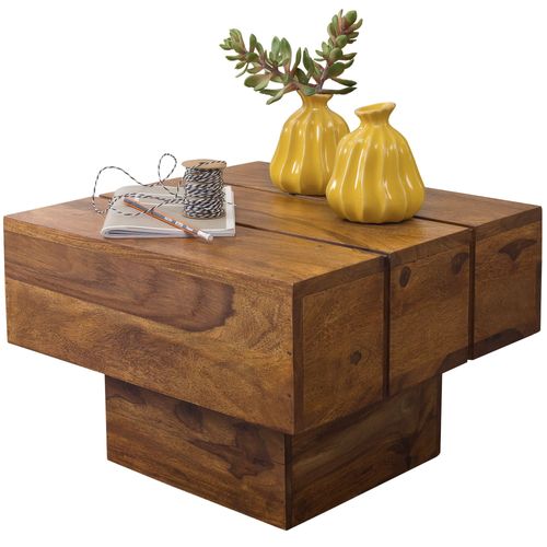 Table D'appoint Bois Massif 44x30x44cm Bout De Canapé Table De Salon