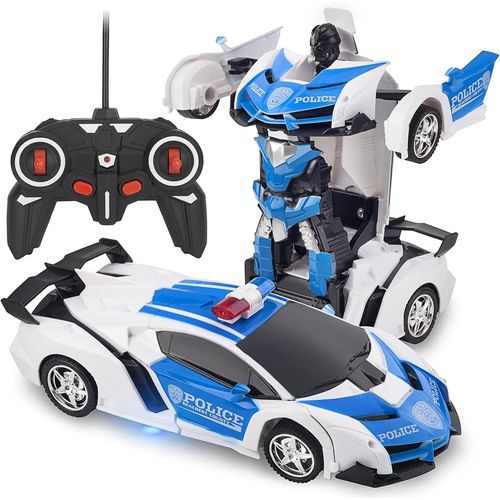 Voiture télécommandée,Transforme Robot Rc Rechargeable Rotation à 360° Stunt 1:18 Déformation Jouet pour Voiture de Course,Déformation à Un Bouton en Robot,Cadeau pour Enfants Enfants