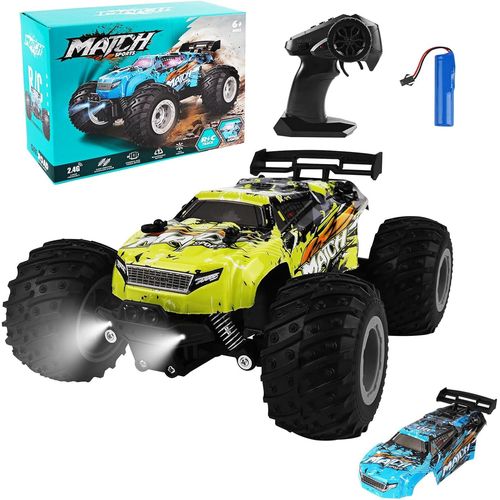 Voiture Télécommandée 1:18 Rc 2,4ghz Car Monster Truck,Rtr Tout-Terrain Voiture Rc 20km/H,À Grande Vitesse À Distance Les Jouets Téléguidés,Étanche Exterieur Intérieur Jouet Pour Enfant 3-12 Ans-Générique
