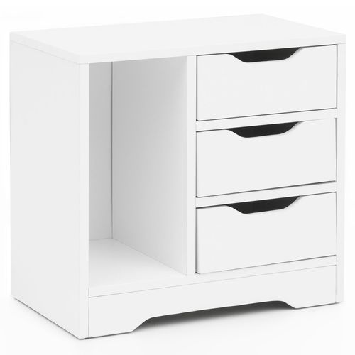 Table De Chevet 49x50x30cm Console De Nuit Moderne Avec Tiroir Blanche