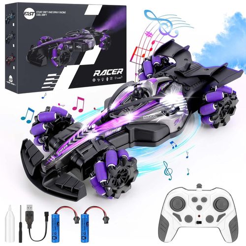Voiture Télécommandée,2.4GHz 4WD 360°Rotation RC Drift Car RC Stunt Car avec Lumières Spray et Musique Offroad Jouet Véhicule Tout Terrain RC Car Jouets Cadeaux pour Les Enfants de 8-14+ Ans