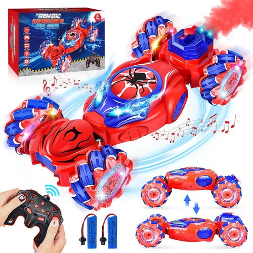 Voiture Télécommandée pour Enfants,RC Stunt Car Tout Terrain,360° Rotation RC Auto,4WD Tout Terrain RC Twist Car avec Lumière et Musique Cadeau Garcon Fille 3-12 Ans