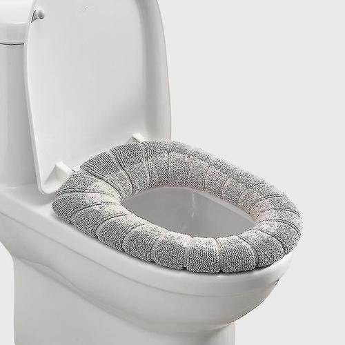 Coussin de toilette de salle de bain, siège de toilette épais et chaud en Polyester, Type citrouille, gris, Beige