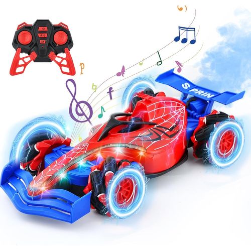 Voiture Telecommandé Enfants,Voiture de Dérapage à Détection de Geste,4WD Monster Truck avec Lumières Musique Vaporisateur,Cadeau Enfant Garcon 6 7 8 9 10 11 12 Ans (Rouge)