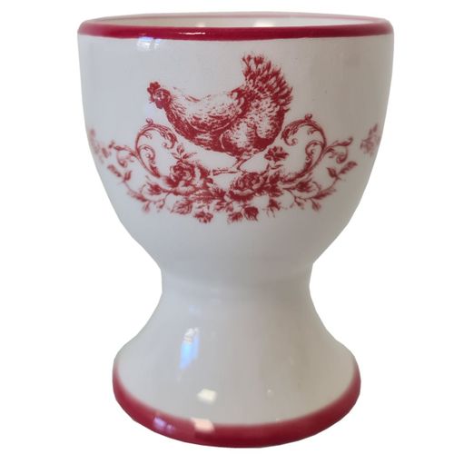 Coquetier Blanc En Céramique Motif Poules