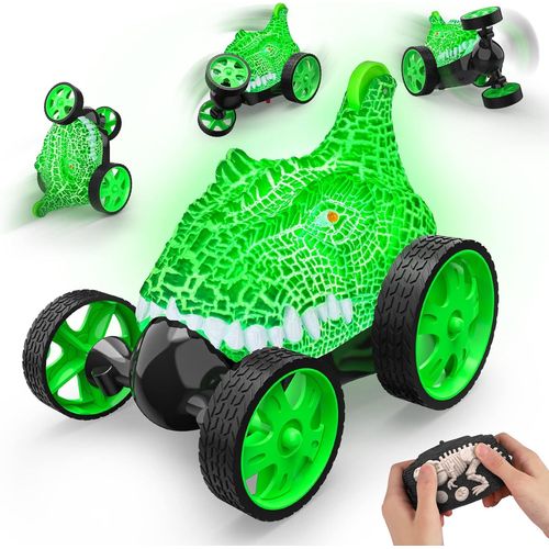 Voiture Télécommandée Dinosaure Cascade,Mini RC Car Radiocommandee 360°Rotation Jeux Jouet Enfant Garçon Fille 3 4 5 6 7 Ans Cadeau Anniversaire Noel