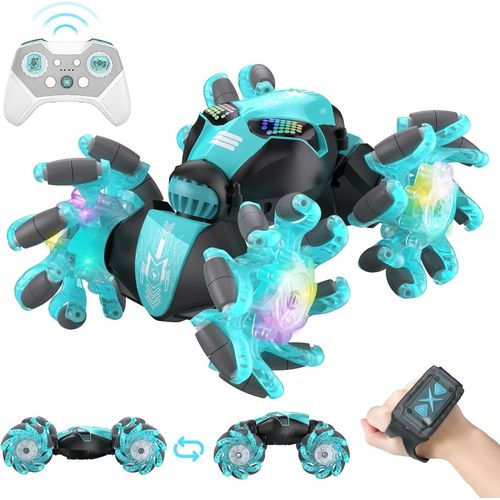 Voiture Télécommandée,Geste RC Voiture 2,4 GHz 4WD Voiture RC 360° Rotation avec Musique et Lumière Colorée,RC Voiture Télécommandée Enfant Jouet Cadeau pour Garçons Filles âgés de 6 à 12 Ans