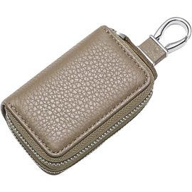 Pochette Porte-Clé en Cuir Vintage Sac à Clé pour Hommes,Clé de Voiture Étui en Cuir,Portable Porte-clés Étui Organisateur de Clés avec Fermeture à Glissière Porte-Clés Porte-Monnaie Pochette à Clés
