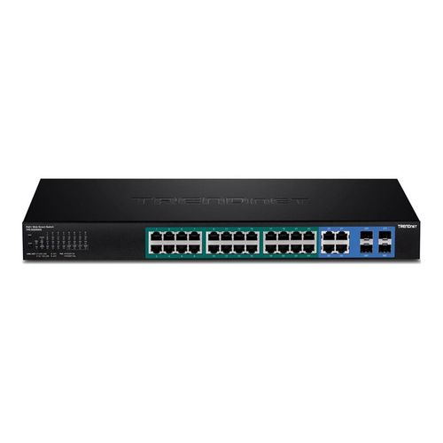 TRENDnet TPE 5028WS - Commutateur - intelligent - 24 x 10/100/1000 (PoE+) + 4 x SFP Gigabit combiné - de bureau, Montable sur rack - PoE+ (370 W) - CA 100 - 240 V - Conformité TAA