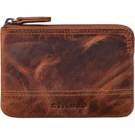 Tarlo' Pochette de Clé Cuir RFID Étui à Clés Porte-Monnaie Mini-Bourse avec Porte-Clés Vintage Cuir Véritable,Couleur:Kara-Cognac