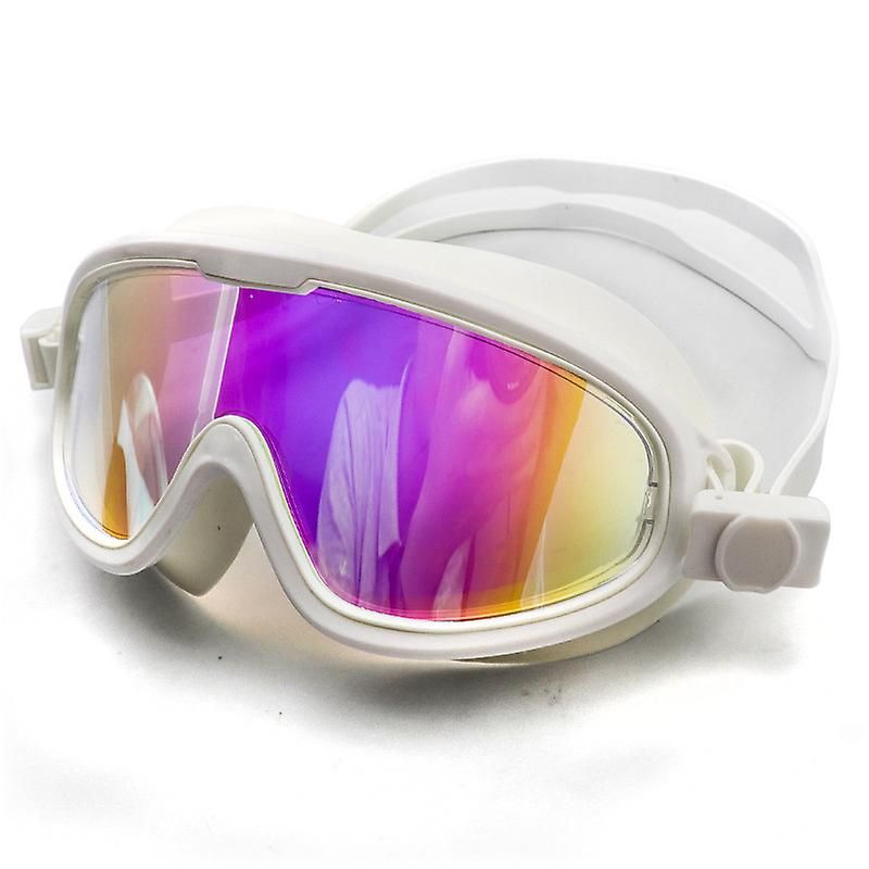 Lunettes De Natation Lunettes De Natation Équipement De Natation Natation Hd Anti-Buée Silicone Lunettes De Natation Grand Cadre Lunettes De Natation Blanc