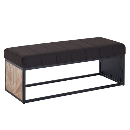 Banc En Tissu 105 Cm Bois Massif Rembourré Banc Banquette Couloir Noir