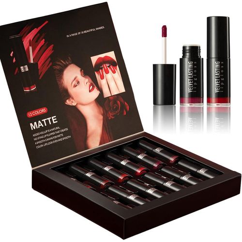 12 Couleurs Lipgloss Packs, Cosmetics Matte Lip Plumper Gloss, With Nude Lip Gloss, Red Lip Gloss Etc, Hydratant Long Lasting Lip Gloss Set, Christmas, Birthday Gifts For Women 