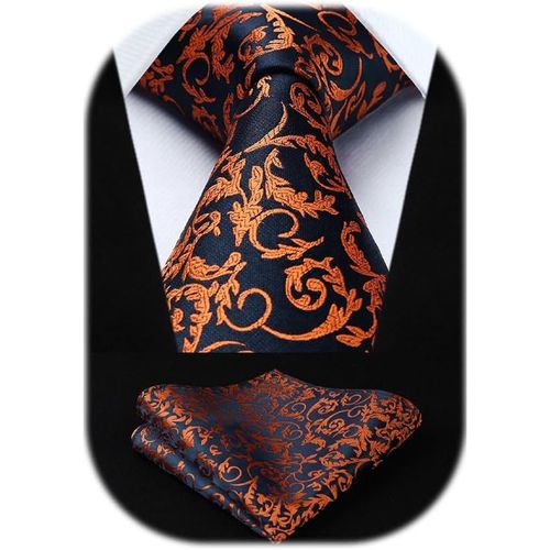 Ensemble Cravate Et Mouchoir À Motif Cachemire Fleuri Extra Long Pour Homme