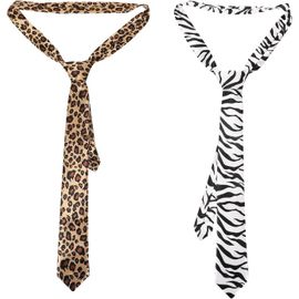 Lot De 2 Cravates Pour Homme Zèbre Léopard Motif Festival Cravate Pour Mariage, Anniversaire, Unisexe, Accessoire De Fête