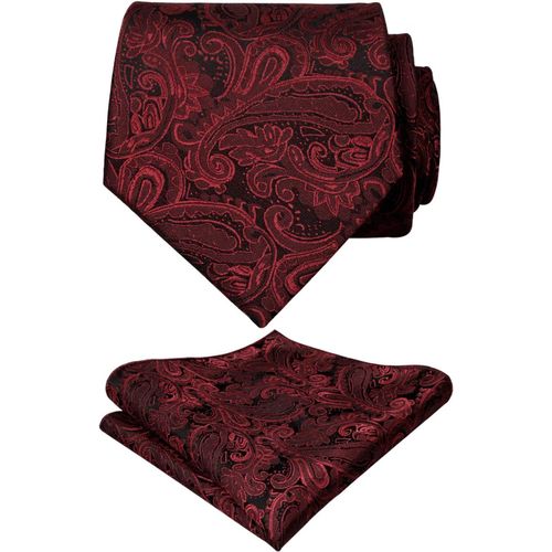 Paisely Cravate + Mouchoir De Poche Avec Fond Noir