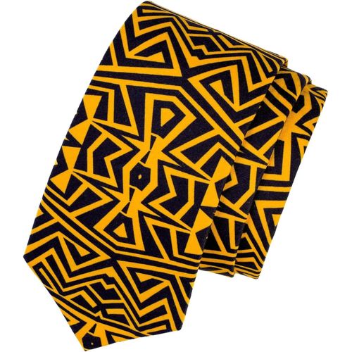 Cravate Tribal Homme Polyester - Design Unique Disponible En Jaune - 145 X 8 Cm, Citronier, L