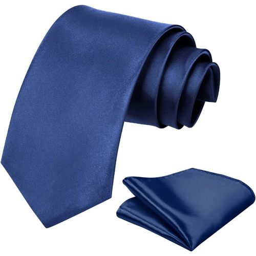 Cravate Homme, 8cm Fete De Classique Cravate & Poche Set Pour Mariage Cravate D'affaires Formelle, Bleu Marine