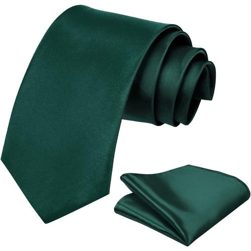Cravate Homme, 8cm Fete De Classique Cravate & Poche Set Pour Mariage Cravate D'affaires Formelle, Vert Foncé
