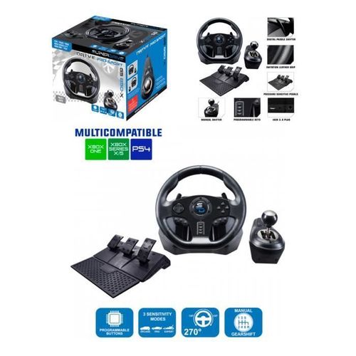 Volant 3 Pédales Levier De Vitesse Vidéo Drive Sport Gs 850-X Compatible Xbox Séries X|S Ps3 Ps4 + Casque Gamer Spirit Of Gamer