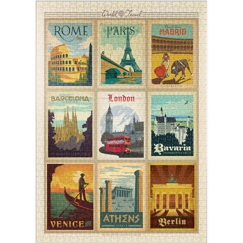 Europe Travel, Collage, Poster Vintage - Premium 1000 Pièces Puzzle - Collection spéciale de Anderson Design Group