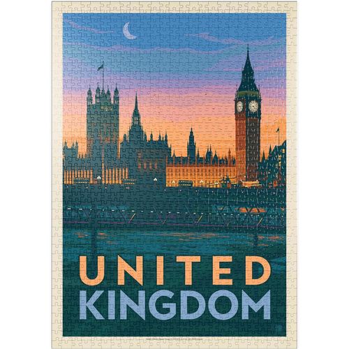 Royaume-Uni : Palais De Westminster, Affiche Vintage - Premium 1000 Pièces Puzzle - Collection Spéciale De Anderson Design Group