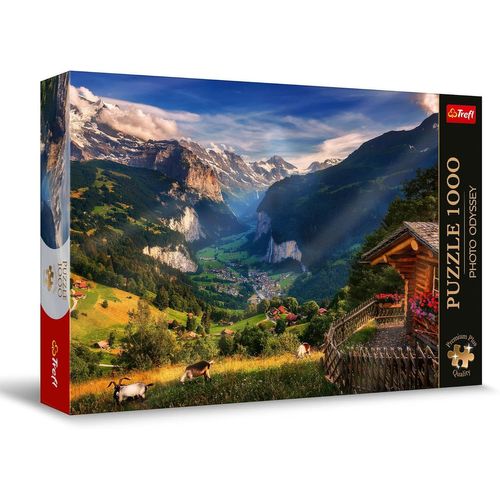 Premium Plus Quality-Puzzle Odyssey: Vallée de Lauterbrunnen, Suisse-1000, Série de Photos Uniques, Pièces Parfaitement Assorties, pour Adultes et Enfants à partir de 12 Ans, 10821, Multicolour