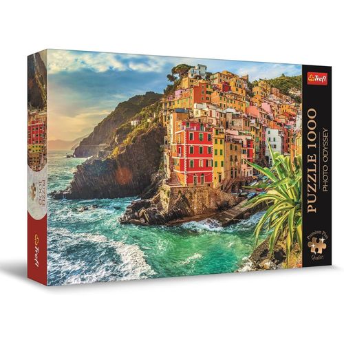 Premium Plus Quality Puzzle Photo Odyssey : Village de Riomaggiore, Italie : Village d¿Oia, Santorin - 1000 pièces, Série de Photos Uniques, pour Adultes et Enfants à partir de 12 Ans