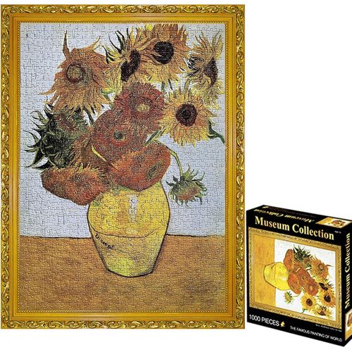 Puzzle de 1000 pièces pour adultes, tournesols Collection Museum, 50 x 70 cm, 2 mm d'épaisseur, célèbre peinture à l'huile, anti-stress, séjour pour adultes et enfants de 14 ans et plus