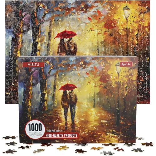 Puzzle 1000 Pièces Pour Adultes Couple À Pied Dans Une Nuit Pluvieuse 70 X 50 Cm