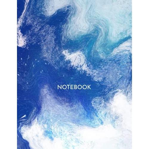 Notebook: Blue Ocean Art Journal - College Ruled 110 Pages 8.5 X 11 Inches-Letter Size