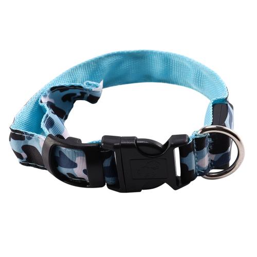 Collier Clignotant Led Pet Light Dog Collars Camouflage Safety, Bleu M