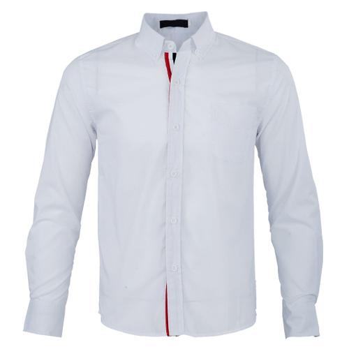 Blanc Automne Chemises Élégantes Pour De Couleur À Manches Longues Slim Fit Chemises Décontractées M