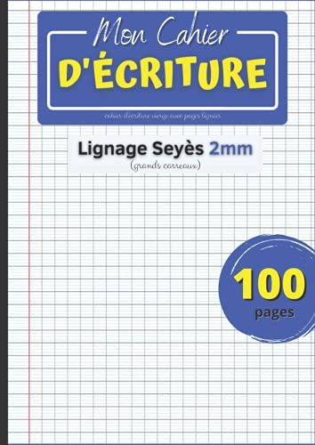 Cahier d'écriture : 17x22 grands carreaux 96 pages  Papier seyès :  Editions, 3 petites feuilles: : Books