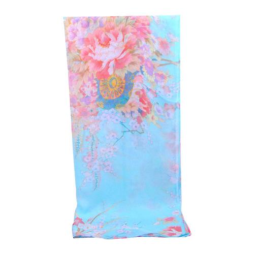 Anti-Uv Charme En Mousseline De Soie Du Motif De Fleurs Imprimees De La Couleur Bleu De Lac Pour Femmes