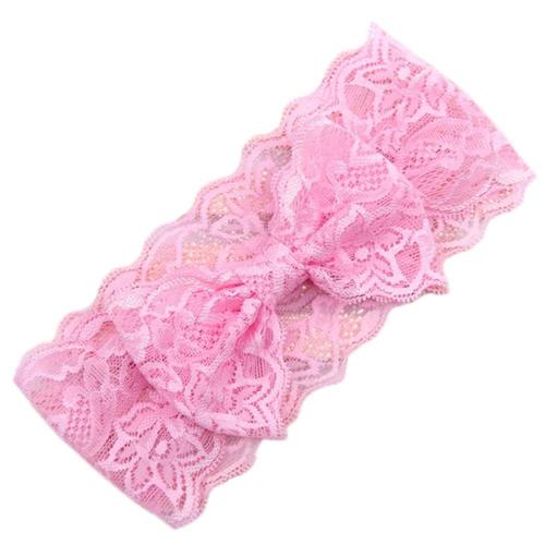 Bandeau De Noeud A Deux Boucles En Dentelle Coiffure Pour Fille (Rose)