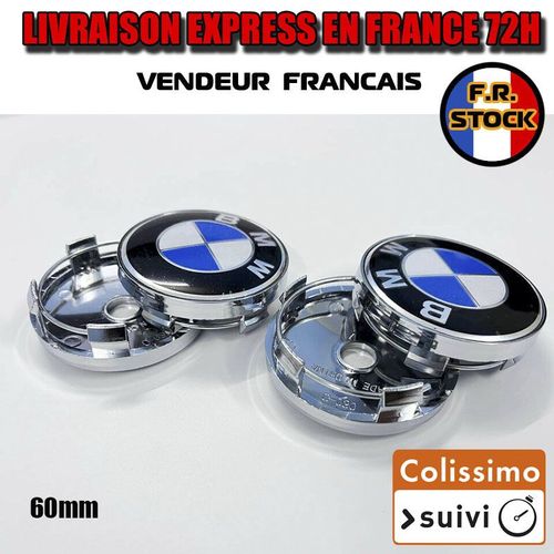 4 X Centre De Roues Cache Moyeu Bmw Classique Logo Bleu Diametre 60 Mm