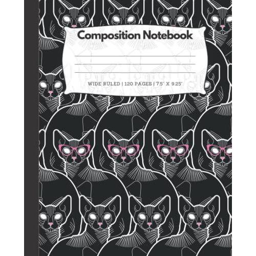Cat Pattern Composition Notebook: Wide Ruled Lined Paper Notebook Journal, Ideal For Girls,Boys, Kids, Teens, Students, Adults, Pet And Animal ... Lined Paper,7.5x9.25 Inches. Paperback