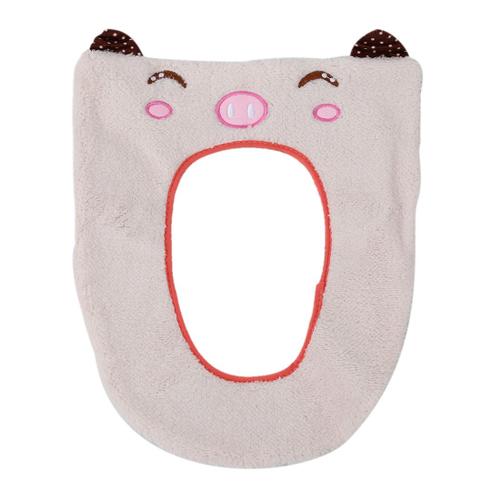 Coussin De Dessin Anime Chaud Lavable Pour La Siege De Toilette Housse De Siege De Toilette Doux Couvercle En Tissu Chaud En Motif De Panda Blanc Pour La Siege - Rose