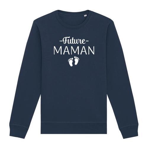 Pull "Future Maman" - Pour Femme - Confectionné En France - Coton 100% Bio - Cadeau Annonce Grossesse Maman Original Rigolo