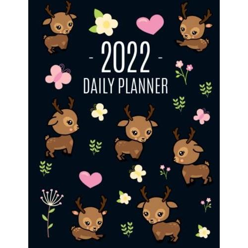 Baby Reindeer Planner 2022: Cute Forest Animal Year Organizer: Januaryâdecember (12 Months) | With Reindeer Calves, Butterflies, Flowers, And Hearts
