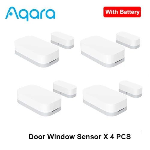 Aqara-Capteur de porte et fenêtre intelligent,fonction Mini Zigbee,télécommande,alarme de sécurité pour Xiaomi Mi Home,Apple Homekit - Type 4pcs door sensor