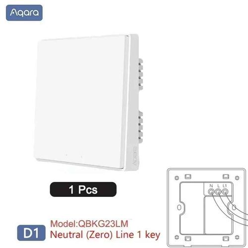 Aqara-Joli Mural Intelligent D1 Zigequation Sans Fil,Clé,Lumière,Télécommande,Fil de enquêter avec/Sans Melon,Fonctionne avec Mi Home HomeKit - Type WithNeutral1key 1Pcs