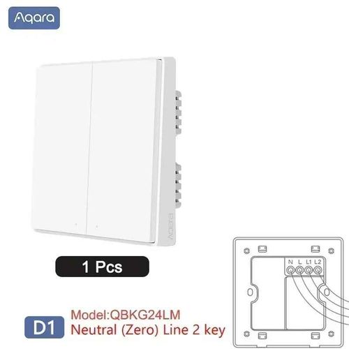 Aqara-Joli Mural Intelligent D1 Zigequation Sans Fil,Clé,Lumière,Télécommande,Fil de enquêter avec/Sans Melon,Fonctionne avec Mi Home HomeKit - Type WithNeutral2key 1Pcs