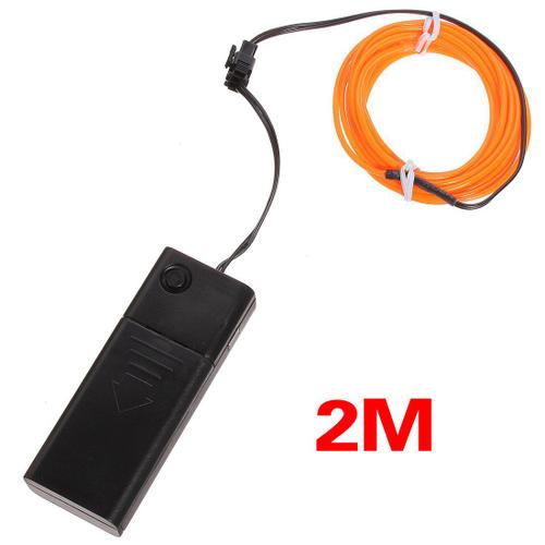 2m Orange Flash Flexible Neon Lampe Lueur El Bande Tube Fil+ Batterie Case